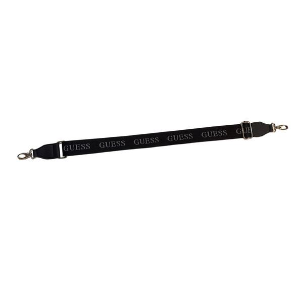 GUESS Black Logo Removable Bag Strap Adjustable Silver Hardware - Picture 1 of 6